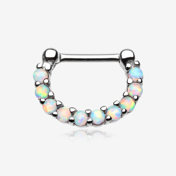 Fire Opal Princess Precia Steel Septum Clicker-White